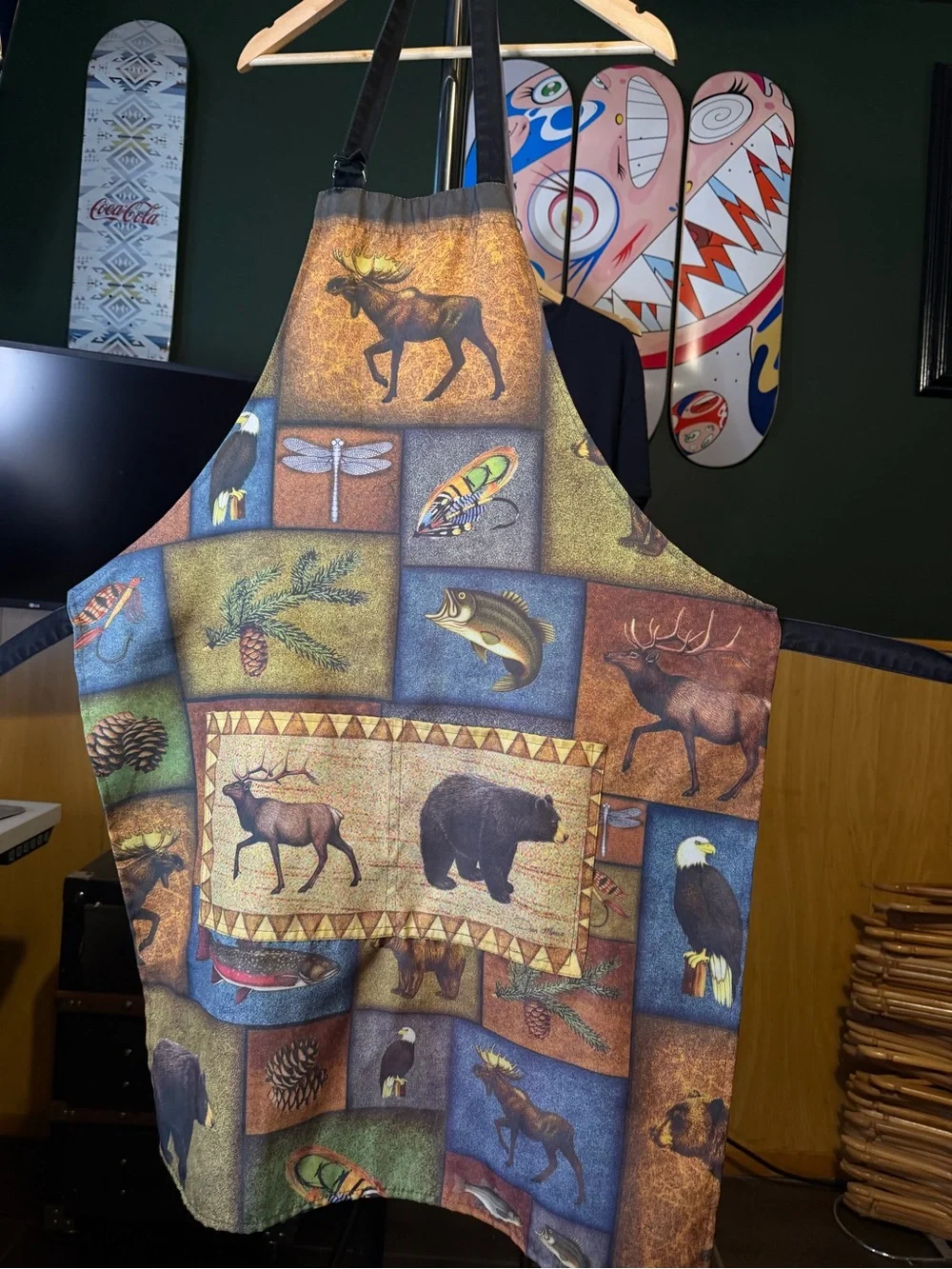 Rustic Wildlife Animal Patchwork Brown/Blue/Orange Apron